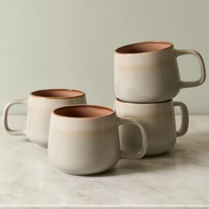 Ava Nord Ceramic Coffee Mugs Set of 4 | 12 oz Stoneware Coffee Cups | Lead-Free, Non-Toxic | Microwave and Dishwasher Safe | Comfortable Handle | Aesthetic Nordic Design for Tea and Latte | Sage Ash